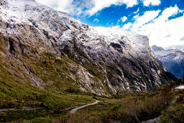 landscape in the mountains and snow