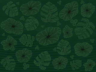 Dark Tropical flower pattern. vector image