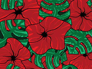 Tropical flower pattern. vector image