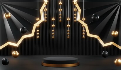 3D rendering of blank product background for cream cosmetics Modern black podium background