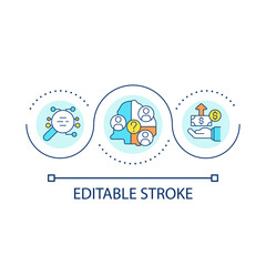 Financial growth loop concept icon. Find potential customers. Regional segmentation. Increase income abstract idea thin line illustration. Isolated outline drawing. Editable stroke. Arial font used