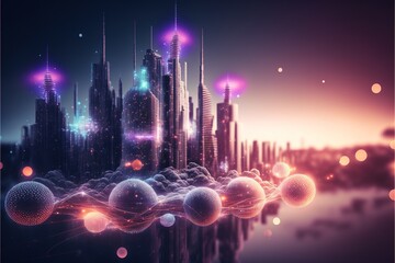 Obraz premium Digital illustration about technology and architecture.