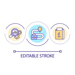Market research for startup loop concept icon. Business activity abstract idea thin line illustration. Company management. Focus on trends. Isolated outline drawing. Editable stroke. Arial font used