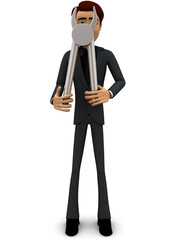 3d man holding tool concept