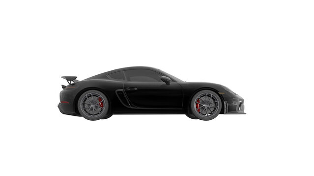 side view of black car isolated on white, PORSCHE png transparent background 3d rendering	
