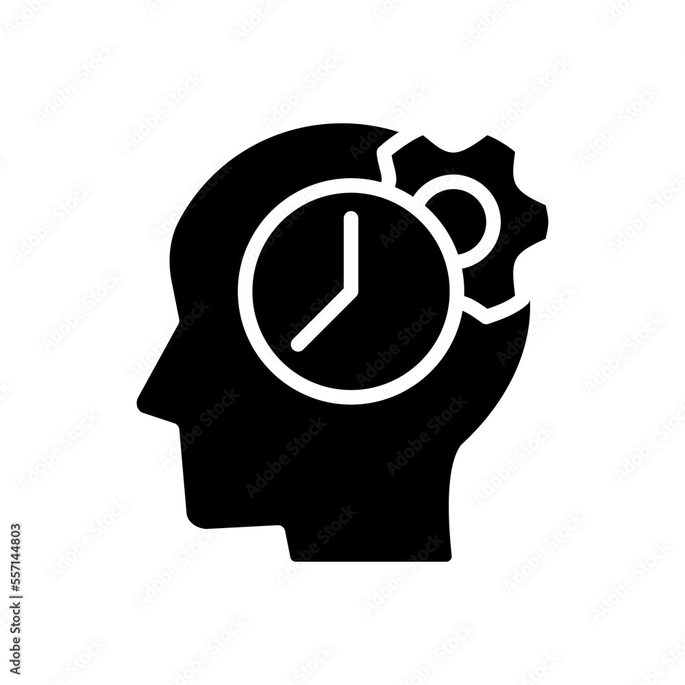 Poster time for thinking process black glyph icon. synchronizing biological clock. keep learning. generatin