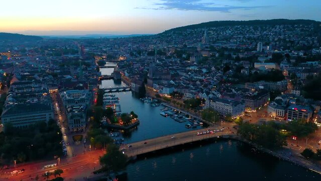Aerial view of Zurich city Switzerland
