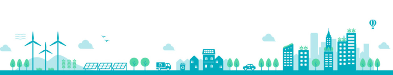 Fototapeta premium Smart ecology city vector illustration (long ver.)