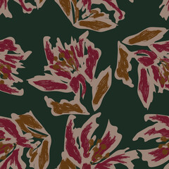 Naklejka premium Floral Brush strokes Seamless Pattern Design