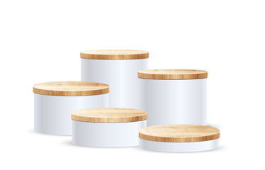 Wooden podium product display platforms presentation mock up show cosmetic stage design