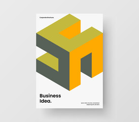 Trendy company brochure A4 design vector illustration. Fresh geometric shapes catalog cover layout.