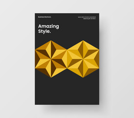 Original journal cover A4 design vector concept. Minimalistic geometric hexagons leaflet layout.