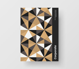 Multicolored catalog cover A4 vector design layout. Creative geometric shapes corporate identity illustration.