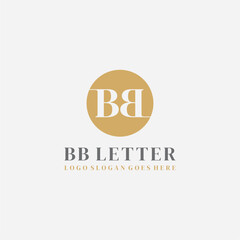 BB Letter circle gold logo vector image