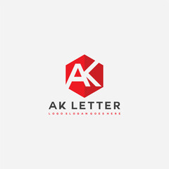 AK letter hexagon logo vector image