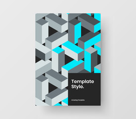 Isolated annual report A4 vector design layout. Simple mosaic pattern flyer illustration.