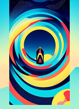 Paisaje acu&aacute;tico abstracto de c&iacute;rculos- AI Generated Art 