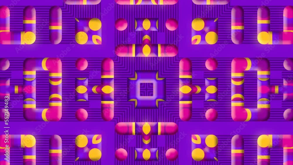 Poster cartoon symmetrical geometric pattern. 3d rendering digital animation 4k uhd