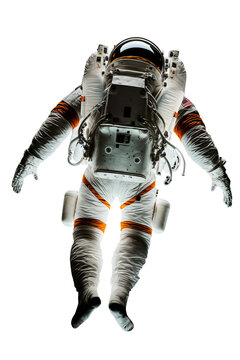 Astronaute vu de dos dans sa combinaison spatiale - illustration isol&eacute;e sur fond transparent - blanc - g&eacute;n&eacute;r&eacute; par IA et retouch&eacute;