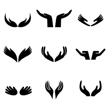 Healing Hands Vector Set. Care Hands Icon Collection.