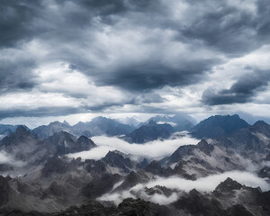 Fototapeta na wymiar Clouds over the mountains Image generated by AI