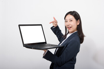 Portrait of successful business asian over white background