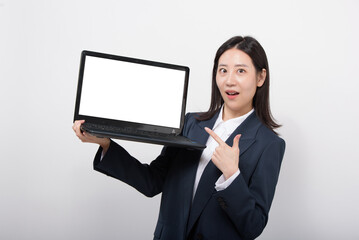 Portrait of successful business asian over white background