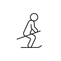 Skier, skiing, ski sport, line icon. Winter sport on snow. Walk on ski, recreation training lifestyle, activity competition. Vector illustration