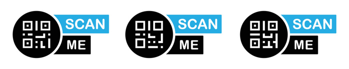 Scan me icon. Scan here icon. QR code icon, vector illustration