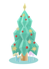 Opera senza Albero di Natale ghiacciato, disegno originale in digitale con sfondo trasparente, illustrazione natalizia, png, tema addobbi natalizi, scontornato e personalizzabile