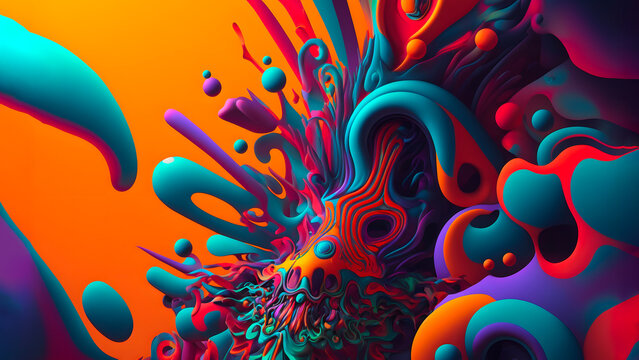 abstract colorful fluorescent neon psychedelic background, neural network generated art