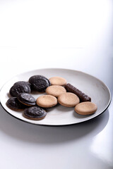 close-up of delicious cookies on a plate