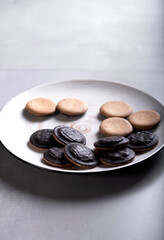 close-up of delicious cookies on a plate