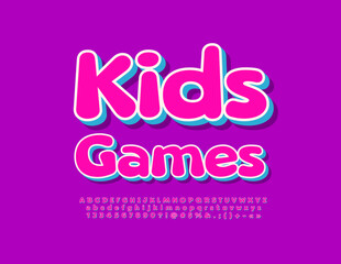 Vector cute sign Kids Games. Funny Colorful Font. Artistic Alphabet Letters, Numbers and Symbols set