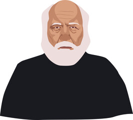 Bearded Old Man Half Body Illustration Vector