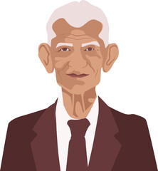 Old Man Short Hair Half Body Illustration Vector
