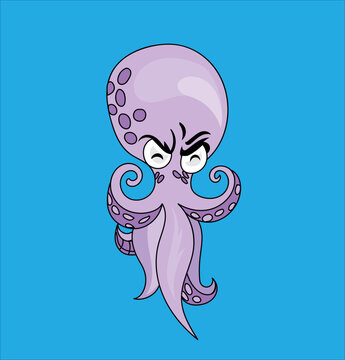 Octopus cartoon  vector illustration on white background