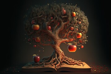 Symbolic Fruit from the Tree of Knowledge. Generative AI - obrazy, fototapety, plakaty
