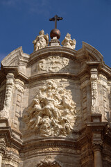 Detail on the entrance of Saint Mary Cathedral, Valencia, Spain