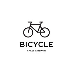 Bicycle shop logo design vector image, line style logo 