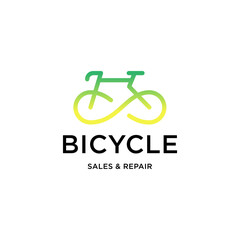 Bicycle shop logo design vector image, line style logo 