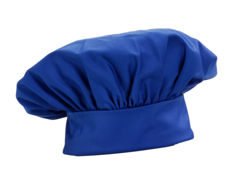 blue chef cap isolated on transparent layered background.
