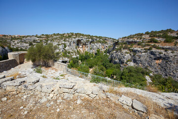 The archeological site of Cave of Ispica, Sicily, Italy