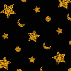 Seamless pattern with golden stars