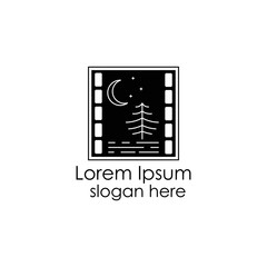 forest movie logo design vector, film industrial logo inspiration