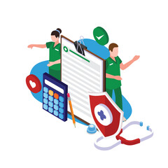 Medical insurance isometric 3d vector illustration concept for banner, website, illustration, landing page, flyer, etc.