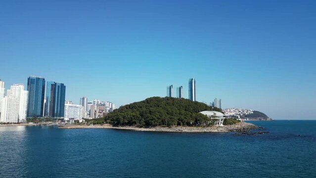 APEC House in Dongbaek Island Aerial View in Busan, South Korea