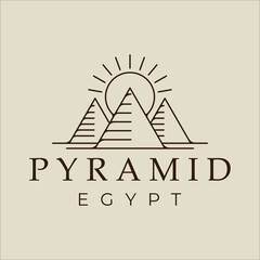 pyramid logo line art vector simple illustration template icon graphic design. egypt destination sign or symbol for travel business with minimalist concept - obrazy, fototapety, plakaty
