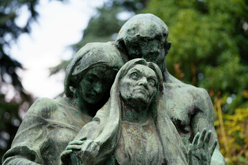 Fototapeta na wymiar Cimitero Monumentale, historic cemetery in Milan, Italy: a tomb