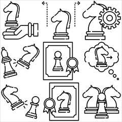Chess icon outline style part three